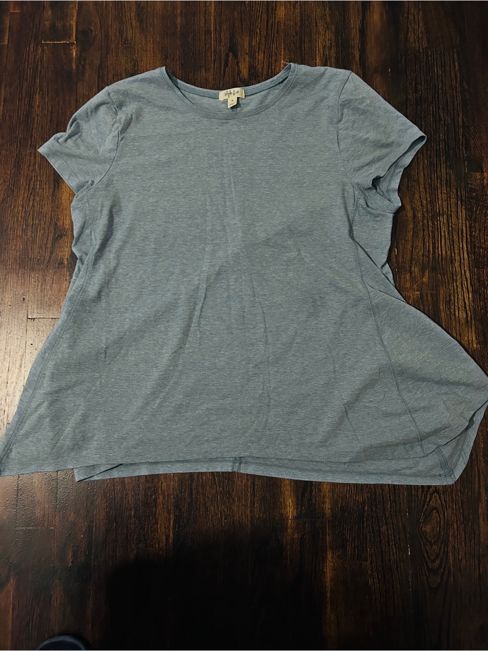 Style & Co. Heathered Blue Short Sleeve Crewneck Tee